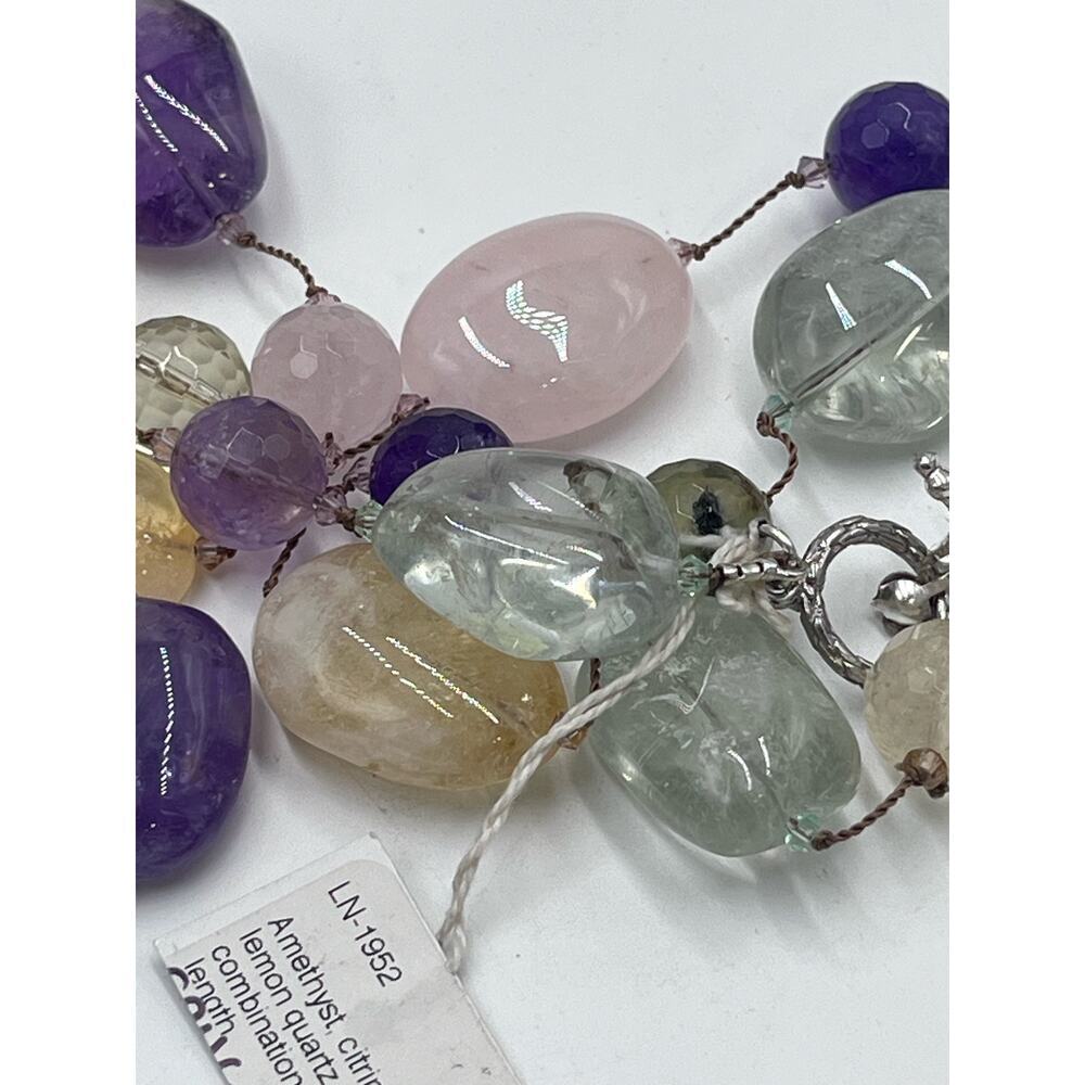 Margo Morrison GREEN, PURPLE AMETHYST, CITRINE, LEMON QUARTZ, Necklace New Other - Picture 12 of 16